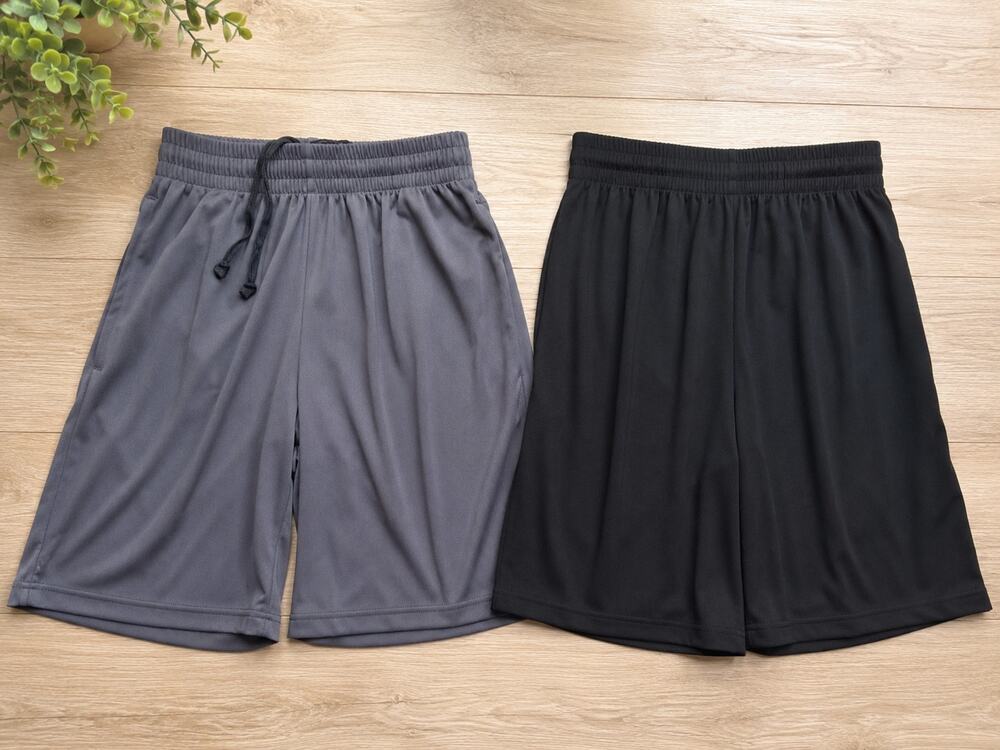 Youth Boys Athletic Shorts Lot of 2 Gray & Black Size Medium